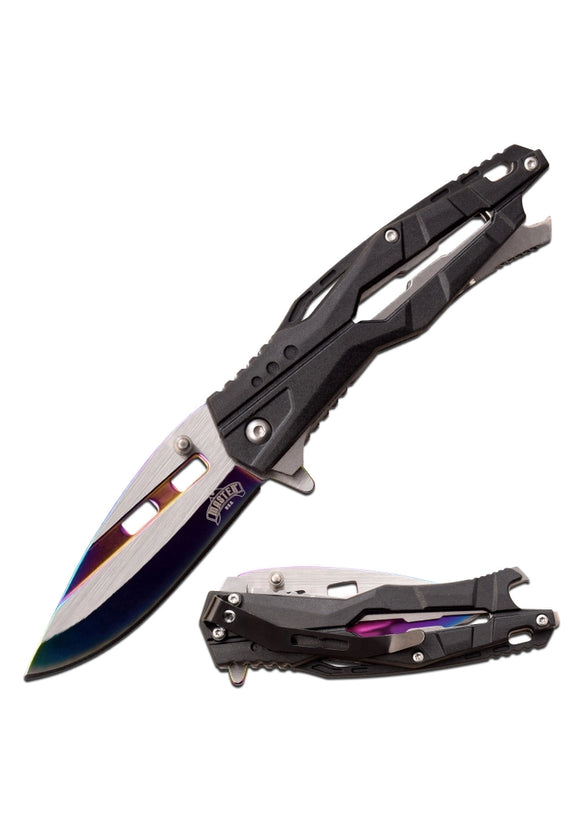 Master USA Spring Assisted Knife Rainbow Blade SKU MU-A108RB
