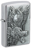Zippo Wolf Pack Emblem Brushed Chrome Windproof Lighter