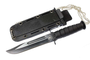 Black Mini Survival Knife 6" Overall comes with Sheath & Chain SKU 6036