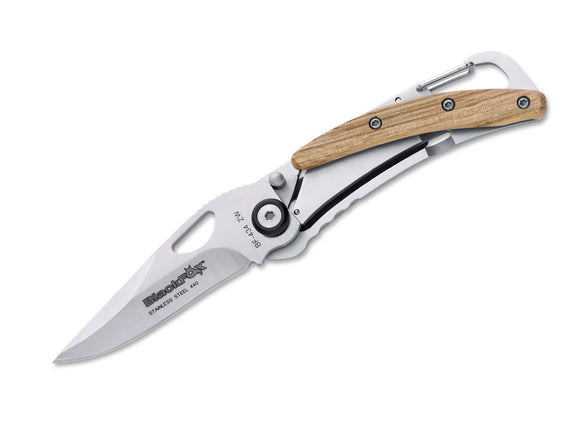 Boker BlackFox Folding Knife 440 Blade/Zerbawood SS Handle SKU 01FX031