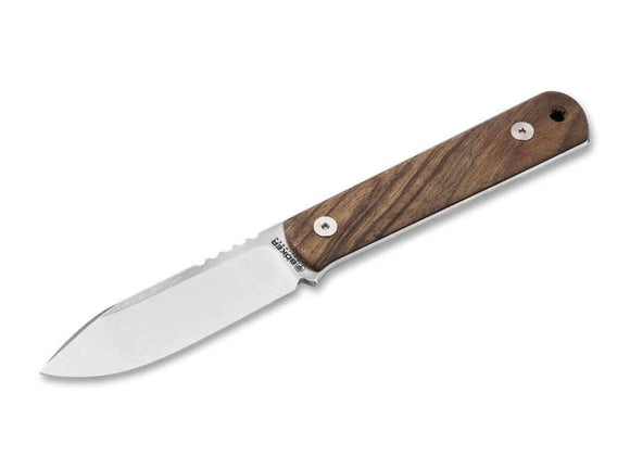 Boker BFF Packlite Fixed Blade Knife with Neck Sheath CPM MagnaCut Steel Blade/Skeletonized Handle w/Walnut Scales SKU 120748