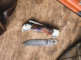 Boker Optima Damascus Blade Folding Hunter Knife Desert Ironwood SKU 110067DAM