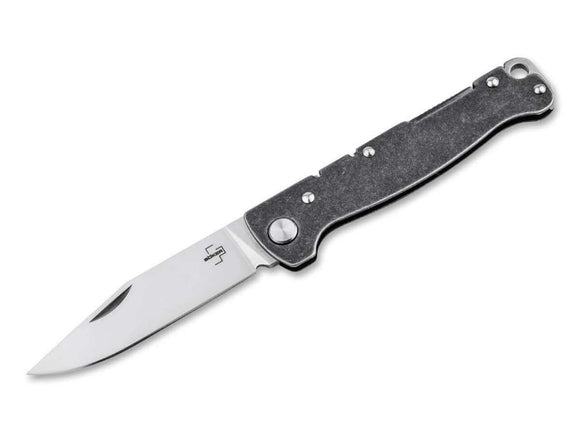 Boker Plus Atlas Backlock Knife Clip Point Black Steel SKU 01BO866
