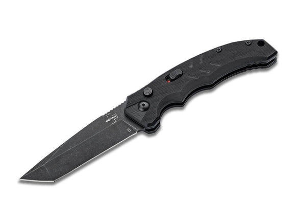 Boker Plus Intention II Tanto Push Button Knife Black G-10 SKU 01BO797