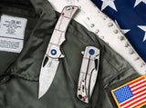 Boker P-51 Mustang Damascus Flipper Knife Titanium Handle SKU  01BO910DAM