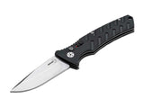 Böker Plus Strike Automatic Knife Stonewash D2 Stainless-Steel Blade/Black Alum. Handle SKU 01BO457