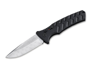 Boker Plus Strike Automatic Knife Drop Point Damascus Blade/Black Alum. Handle SKU  01BO507DAM