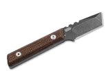 Boker Plus Thicker Clipper Fixed Blade Knife w/Sheath Black Stonewash D2 Blade/Brown Burlap Micarta Handle SKU 02BO601