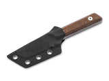 Boker Plus Thicker Clipper Fixed Blade Knife w/Sheath Black Stonewash D2 Blade/Brown Burlap Micarta Handle SKU 02BO601