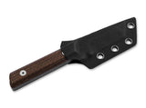Boker Plus Thicker Clipper Fixed Blade Knife w/Sheath Black Stonewash D2 Blade/Brown Burlap Micarta Handle SKU 02BO601