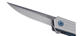 Columbia River Richard Rogers CEO Microflipper Knife Sandvik 12C27 Stainless Steel Blade/Alum. Handle with Blue Liners SKU CRKT 7081