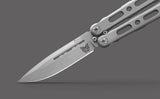Benchmade Laro Balisong Butterfly Knife Drop Point Stonewash CPM-Magnacut Steel Blade/Gray 6AI-4V Titanium Handle SKU 82