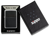 Zippo Black Leather Emblem Street Chrome Windproof Lighter