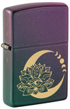 Lotus Moon Design Iridescent Engraved Zippo Lighter