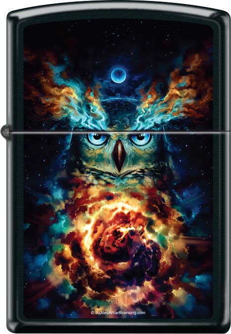 Aurowla Owl by: JoJoe Black Matte Zippo Lighter