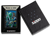 Alien Attack Design Black Matte Zippo Lighter