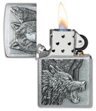 Zippo Wolf Pack Emblem Brushed Chrome Windproof Lighter