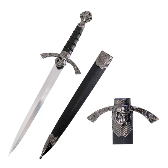 Defender Medieval Roman Dagger Skull Pattern Handle w/Scabbard 14290