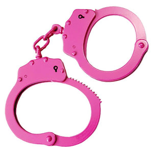 Defender Double Lock Carbon Steel Handcuffs Hot Pink Police Quality SKU 542