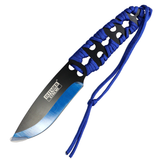 Defender-Xtreme 10" Black/Blue Cord Wrapped Handle Hunting Knife SKU 14065