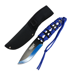 Defender-Xtreme 10" Black/Blue Cord Wrapped Handle Hunting Knife SKU 14065