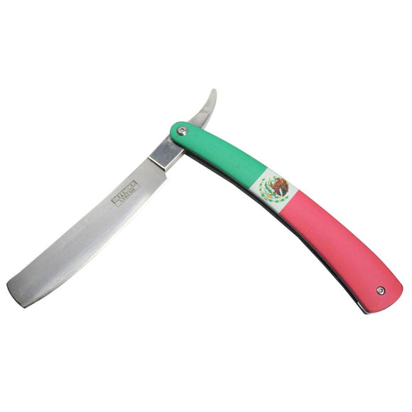 Defender-Xtreme Straight Razor 3CR13 Stainless with Mexico Flag 10
