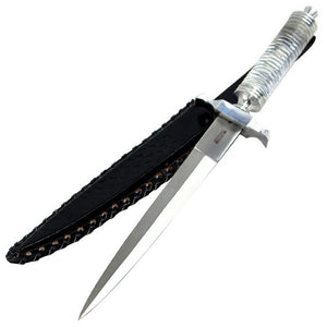 Defender-Xtreme Hunting Knife Stainless-Steel/Crystal Handle w/Leather Sheath SKU 9390