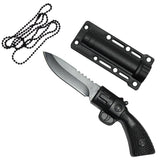 Defender-Xtreme 5.5" All Black Hunting Gun Style Knife w/ Necklace 3CR13 Steel SKU 13831