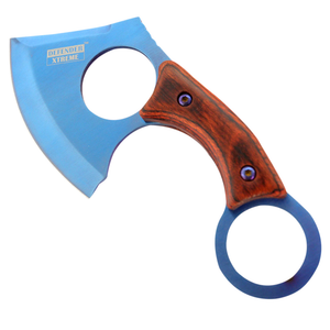 Defender-Xtreme Mini Axe Blue 3CR13 Stainless Steel Blade Wood Handle 6.5" SKU 13340