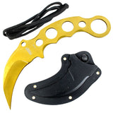 Defender-Xtreme Full Tang Tactical Combat Karambit Knife w/Sheath Gold SKU 9754