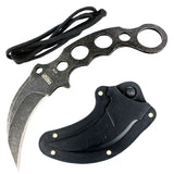 Defender-Xtreme Full Tang Tactical Combat Karambit Knife w/Sheath Blackwash SKU 9756