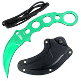 Defender-Xtreme Full Tang Tactical Combat Karambit Knife w/Sheath Green High Quality Steel SKU 9755