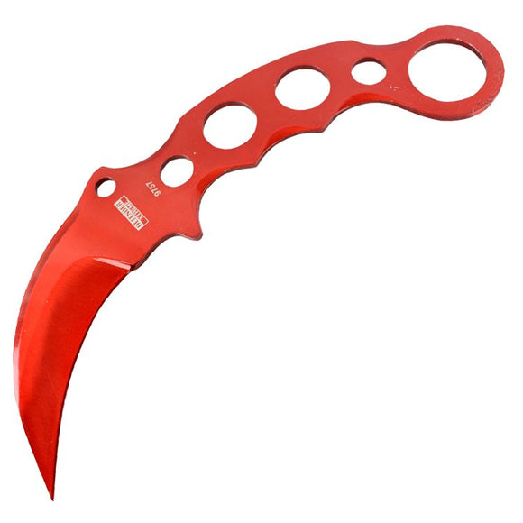 Defender-Xtreme Full Tang Tactical Combat Karambit Knife w/Sheath Red SKU 9757