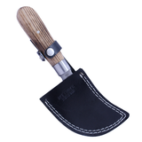 Defender-Xtreme Hand Made Cresent Shaped Lead Knife w/Sheath Steel Blade/Burned Wood Handle SKU 14431