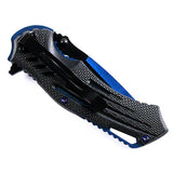 Defender-Xtreme Spring Assist Tactical Knife Black/Blue 3CR13 SS SKU 13096