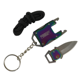 Defender-Xtreme Mini Knife Keyring/Neck Knife comes w/Cord Iridescent Stainless-Steel SKU 13583