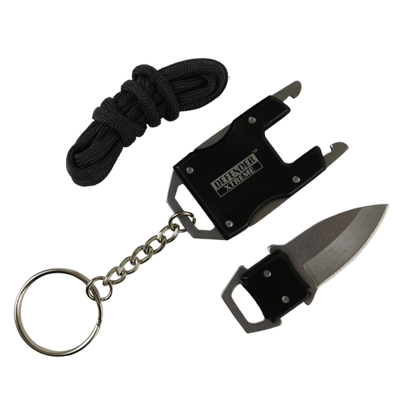 Defender-Xtreme Mini Knife Keyring/Neck Knife comes w/Cord Black Stainless-Steel SKU 13584