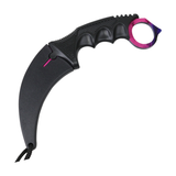 Defender-Xtreme Karambit Pink/Blue 3CR13 SS/Black Handle SKU 13562