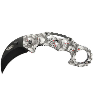 Defender-Xtreme Skull Spring Assisted Folding Karambit Knife 3CR13 Steel SKU 13056