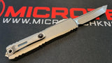 Microtech Ultratech Gen III ZBP Auto OTF Knife Tanto Apocalyptic Bohler M390MK Steel Blade/Natural Clear Alum. Handle SKU 1123-10APNC
