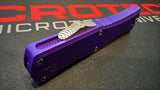 Microtech Mini Hera II Auto OTF Knife D/E Dagger Stonewash M390MK Steel Blade/Purple Alum. Handle SKU 1702M-10PU