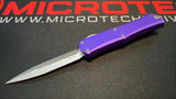 Microtech Mini Hera II Auto OTF Knife D/E Dagger Stonewash M390MK Steel Blade/Purple Alum. Handle SKU 1702M-10PU