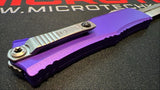 Microtech Mini Hera II Auto OTF Knife D/E Dagger Stonewash M390MK Steel Blade/Purple Alum. Handle SKU 1702M-10PU