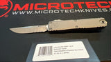 Microtech Ultratech Gen III ZBP Auto OTF Knife S/E Apocalyptic Half Serr. M390MK Steel Blade/Natural Clear Alum. Handle SKU 1121-11APNC