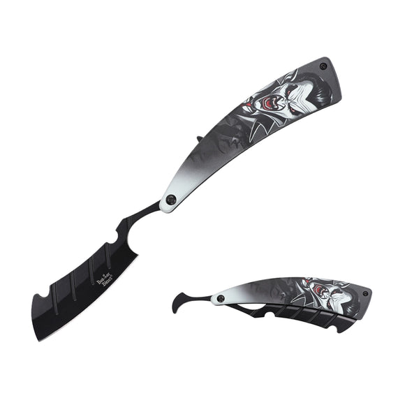 Dark Side Blades Straight Razor Black 3Cr13MoV Blade/Aluminum Handle with Black Vampire Design SKU DS-2005B