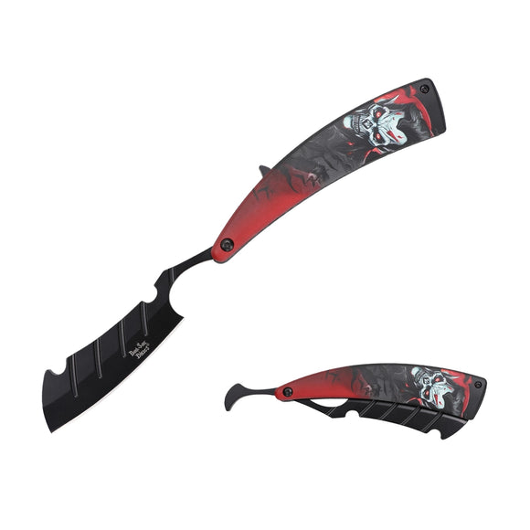 Dark Side Blades Straight Razor Black 3CrMoV Blade/Aluminum Handle with Red Vampire Design SKU DS-2005R