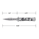 Dark Side Blades Spring Assist Liner Lock Knife Etched 3Cr13Mov Blade/Silver Aluminum Handle with Black Dragon Design SKU DS-A2001BK