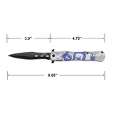 Dark Side Blades Spring Assist Liner Lock Knife Black 3Cr13oV Blade/Silver Aluminum Handle with Blue Dragon Design SKU DS-A2001BL