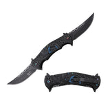 Dark Side Blades Spring Assist Double Bladed Liner Lock Knife Black 3Cr13MoV Steel Blades/Black Stainless-Steel Handle with Skull & Chains (Blue) SKU DS-A2010BL
