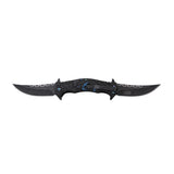 Dark Side Blades Spring Assist Double Bladed Liner Lock Knife Black 3Cr13MoV Steel Blades/Black Stainless-Steel Handle with Skull & Chains (Blue) SKU DS-A2010BL